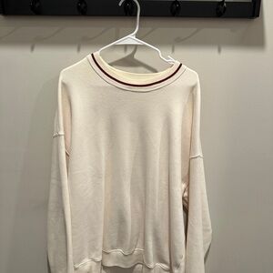 Abercrombie & Fitch Cream Fleece with Red Accent